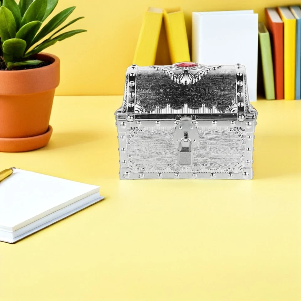  Caixa de armazenamento tema pirata caixas de plástico para artesanato pequeno baú de tesouro - Imagem 3 de 4