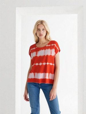 Basic Apparel Blouse Shirt Orchid Tee SS - Tie Dye 34 36