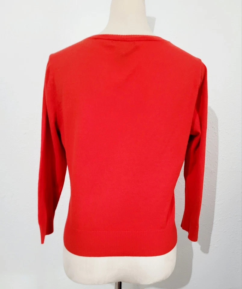 New York & Company Women Cardigan Sweater Medium Floral Front Button 100% Cotton - Image 3 of 4