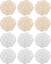 12Pcs Small Lace Doilies Crochet Doilies for Cups Coasters, 4 Inch
