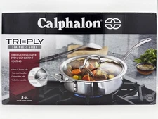 Calphalon Tri-Ply Stainless Steel 3-Quart Saute Pan with Cover - NIB, Ships Free