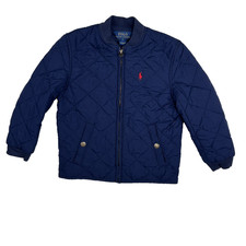Polo Ralph Lauren Quilted Jacket Boys Size 4 Navy Blue Full Zip Coat