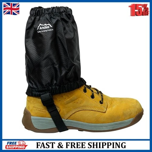 Andes Black Waterproof Walking Hiking Outdoor Trekking Boot Ankle Gaiters - Picture 1 of 6
