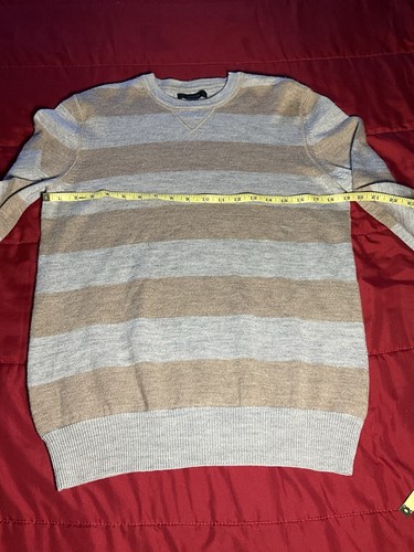 Express Men’s Merino Wool Pullover Long Sleeve Striped Sweater Size Medium - Picture 6 of 12