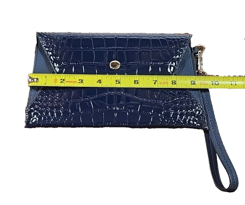 Women's Clutch Purse With Wristlet Navy Blue & Gold Tone Fashion Accessories - Picture 5 of 6