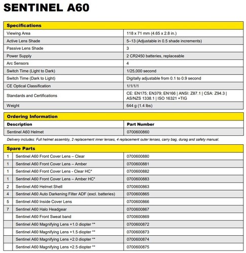 ESAB Sentinel A60 Schweißhelm (0700600860) - Bild 8 von 8