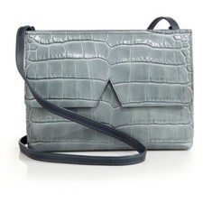 Vince V Croc-embossed Crossbody Bag Sage Leather Clutch Small Cross Body 