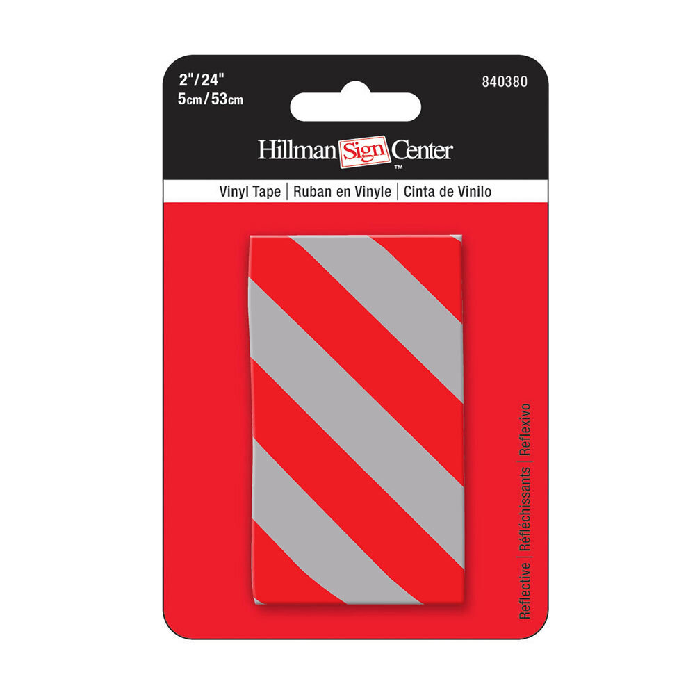 Hillman Silver & Red Diagonal Striped Reflective Tape 840380