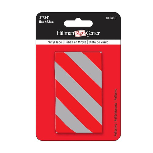 Hillman Silver & Red Diagonal Striped Reflective Tape 840380