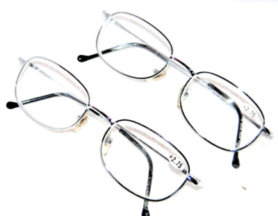 2  Reading Glasses  power +2.75  Retro style silver tone metal readers Men Women