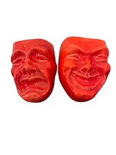 2 MASCARILLAS DE COMEDIA Y TRAGEDIA EPIDAURAS TEATRO GRIEGO DRAMA Cerámica Decoración de Pared Roja