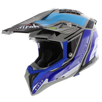 Airoh Aviator 3 AMS² plus League Gloss Grey Blue Offroad MX Helmet