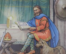 KING ALFRED'S CANDLE, Original Vintage School Poster, Teaching Aid