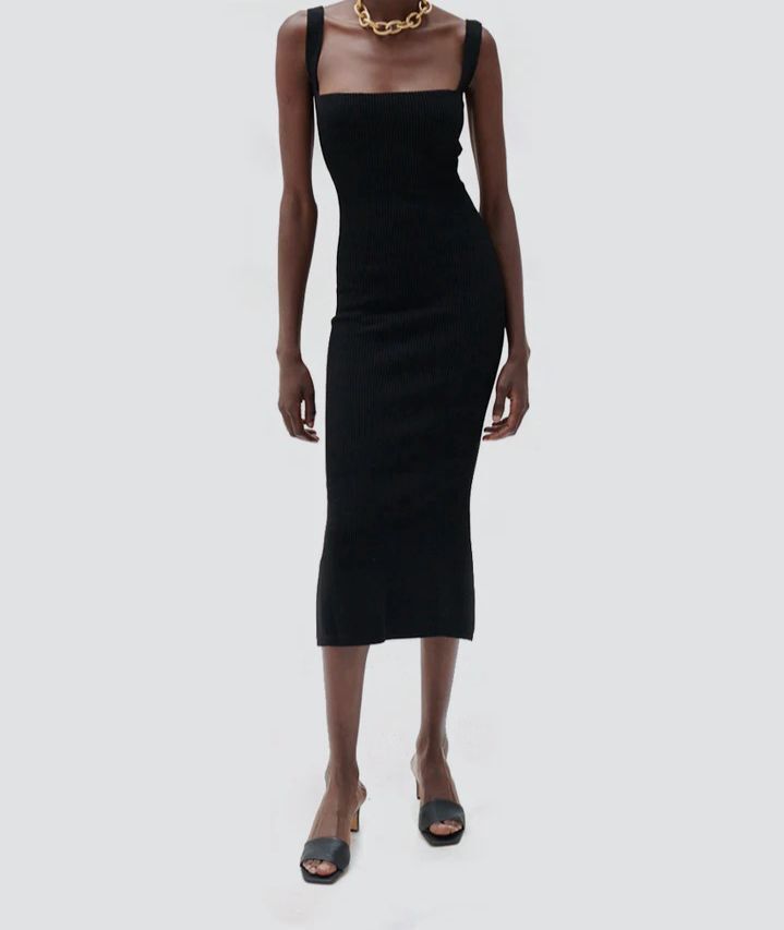 sleeveless rib-knit midi dress English Factory