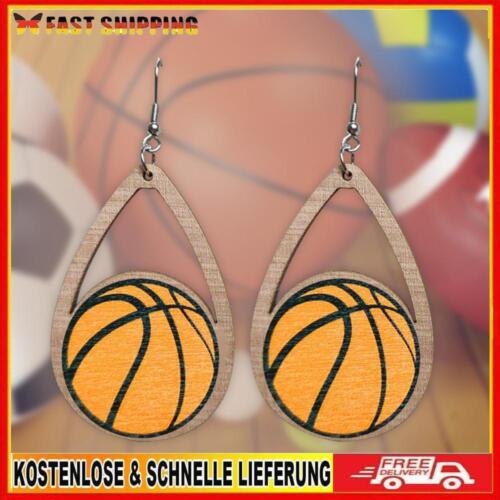 Wassertropfen-Sport-Ohrringe Lässige hohle Holzohrringe für die Reise (Basketbal - Picture 1 of 6