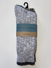 GOLD TOE Men's Native Nomad Crew Slub Socks, Marbled Gray Black 2-pack Sz 6-12.5
