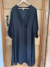 H&M Black Wrap Style dress. Balloon Sleeves. Large. New without tags.