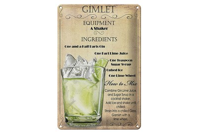Schild Blech 20x30cm - Made in Germany - Gimlet Equipment ingredients Metall Dek