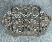 VTG Michael Gerald Sweater Men's XL Crop Knit Boxy Geometric Grandpa 80's 90s