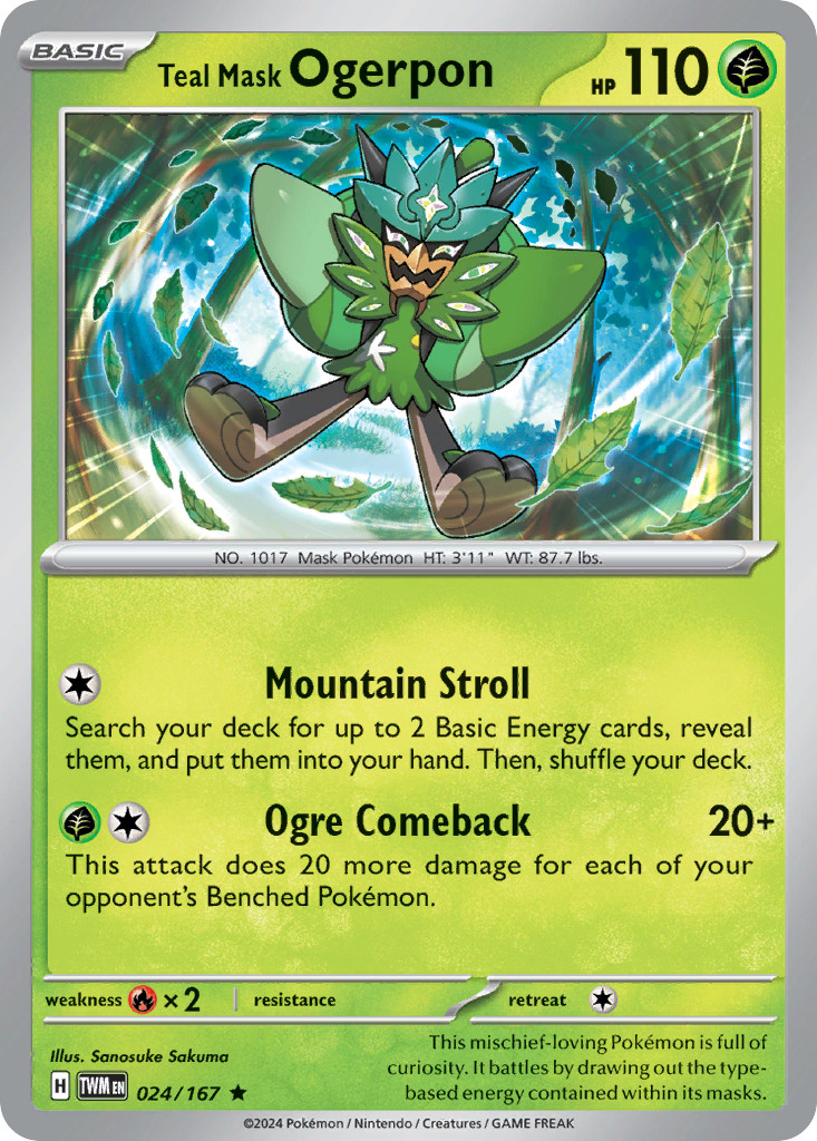 Teal Mask Ogerpon 24/167 Rare Holo | Twilight Masquerade | Pokemon Card