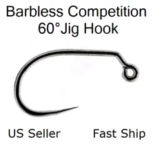 60°Competition Barbless Jig Hooks #10#12#14#16#18 Euro Nymph Fly Tying Free Ship