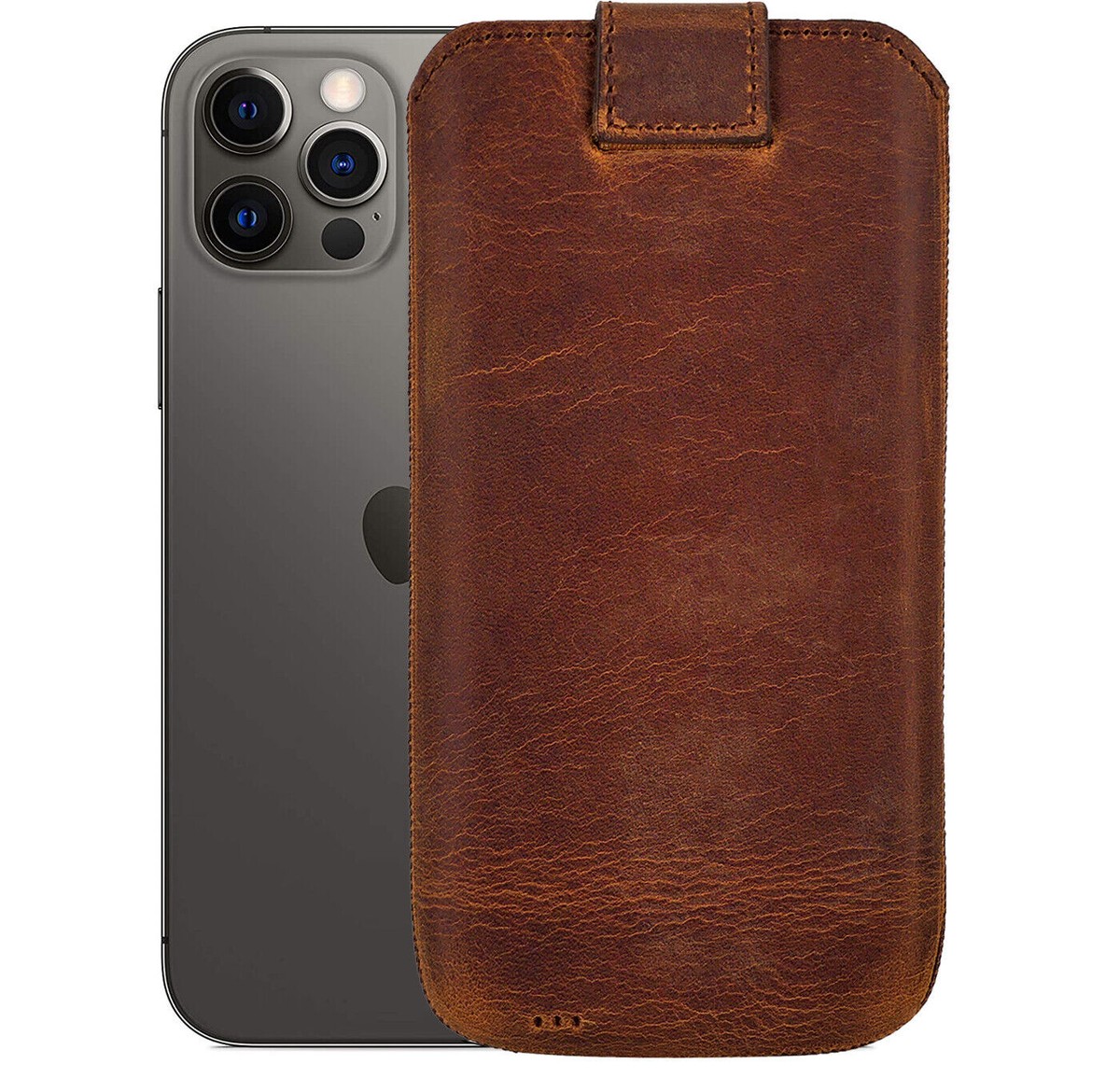 Suncase Leder Etui Für IPhone 14 Pro MAX 6.7 - Braune Ledertasche