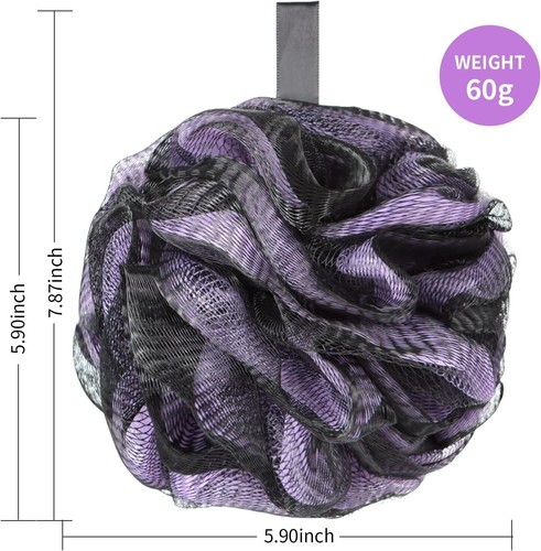4-Pack Exfoliating Mesh Bath Loofahs for Women & Men – Dark, 60g-75g Each - Picture 2 of 18