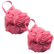 2 Pack Bath  Body Works Loofah Bath Mesh Sponge Punch Pink With Silicon Handle