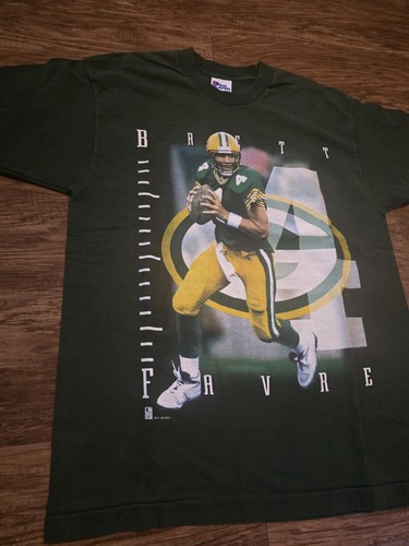 Vintage Pro Player T-Shirt Single Stitch Brett Favre Green Bay Packers Large USA - Picture 9 of 10