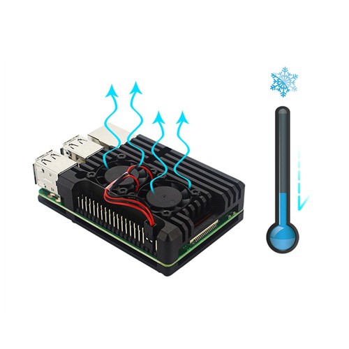 Ventilateur à double ventilateur avec boîtier pour Raspberry Pi 3B + / 3B / 2B - Afbeelding 3 van 12