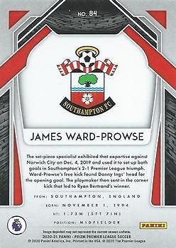 2020-21 Panini Prizm Premier League #84 James Ward-Prowse Southampton - Picture 2 of 2