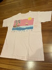 VTG 80'S HANES MEDIUM PINK CALIFORNIA SPELLOUT SINGLE STITCH T-SHIRT USA MADE