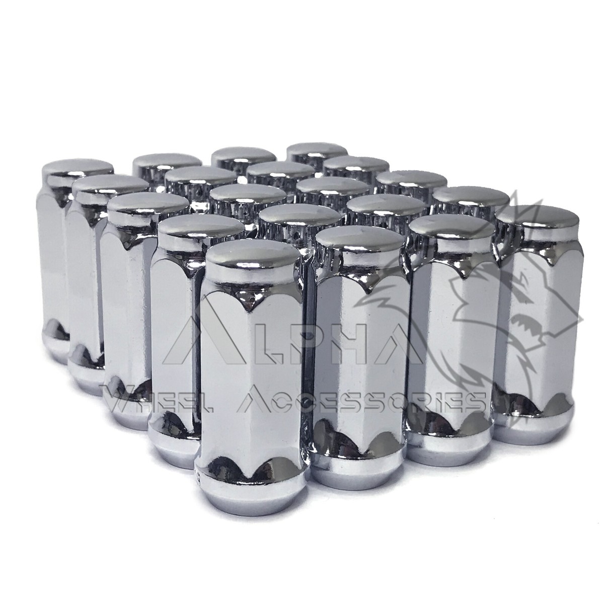 32-Pack Chrome Acorn Lug Nuts – 9/16-18 Thread, 3/4" Hex, 2" Tall – Fits 94-11 Dodge Ram 2500/3500