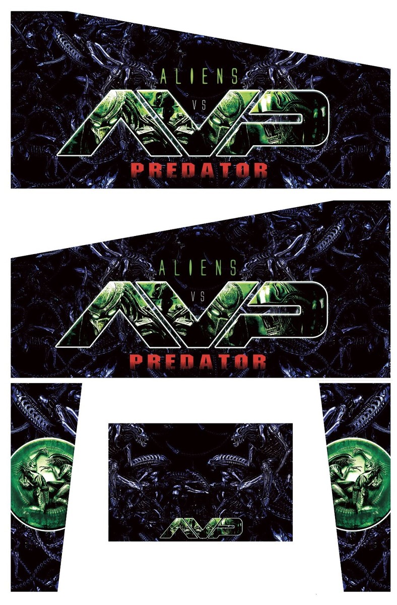 Stickers Alien Vs Predator Modèle 2 – Décalco Pour Pincab Ou Flipper – Fabriqué France