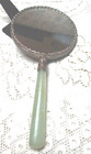 VINTAGE CLOISONNE COLORFUL BUTTERFLY HAND MIRROR WITH JADE GLASS HANDLE — photo 5