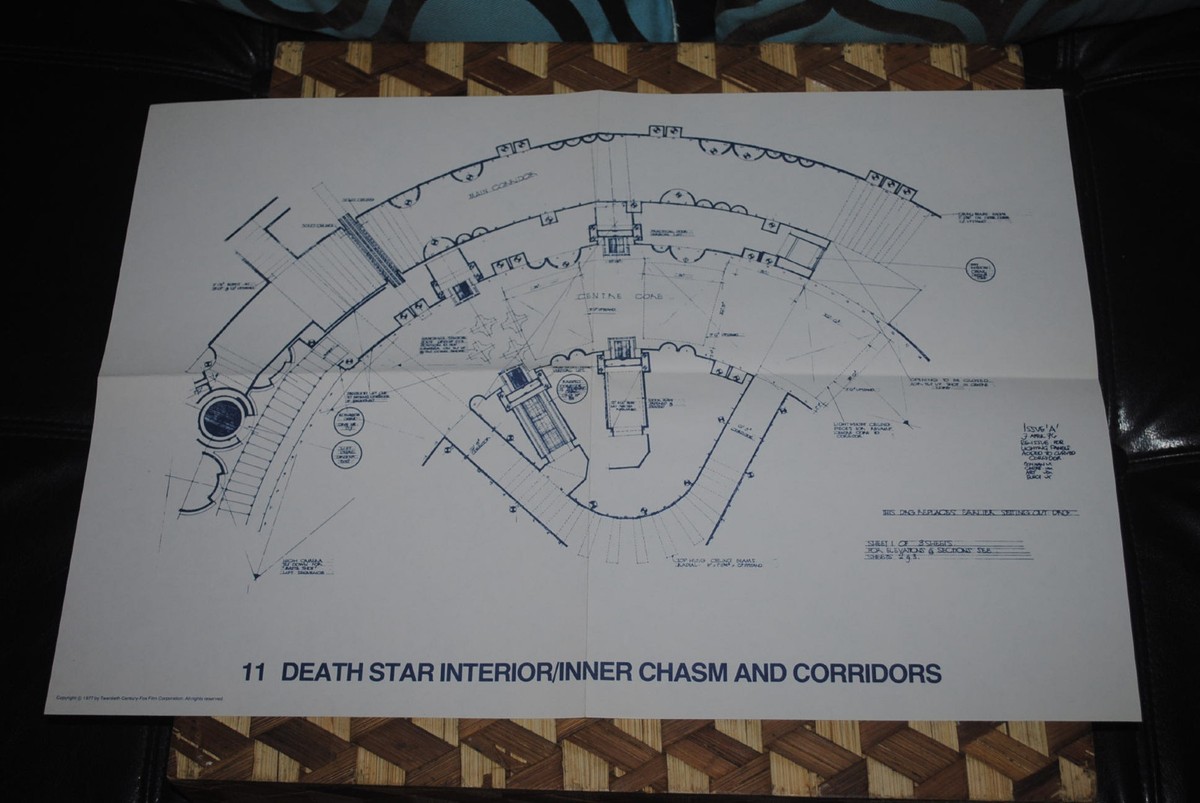 Star Wars IV Vintage Death Star Interior Chasm Blueprint