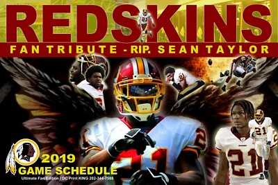 Redskins Collectors 2019 Game Schedule fet. Sean Taylor memorbilia per 25