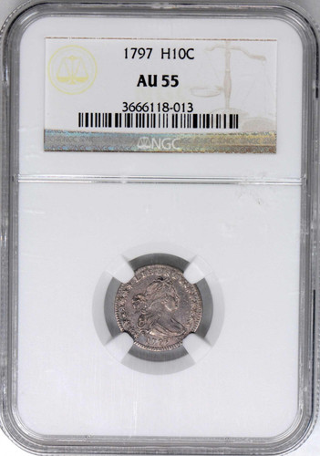 1797 NGC AU55 Scarce 15 Stars Draped Bust Half Dime UNDERRATED SLEEPER H10C