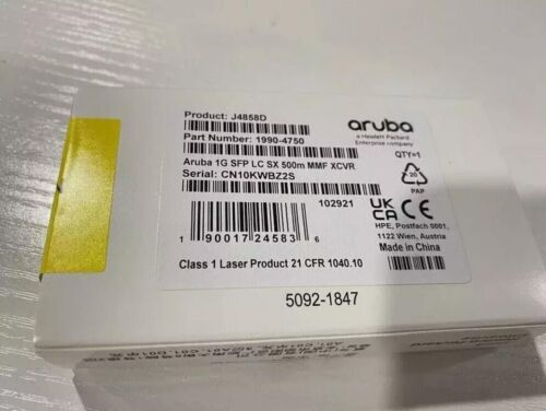 J4858D HP Aruba 1000BASE-SX SFP 850nm 550m Transceiver Module