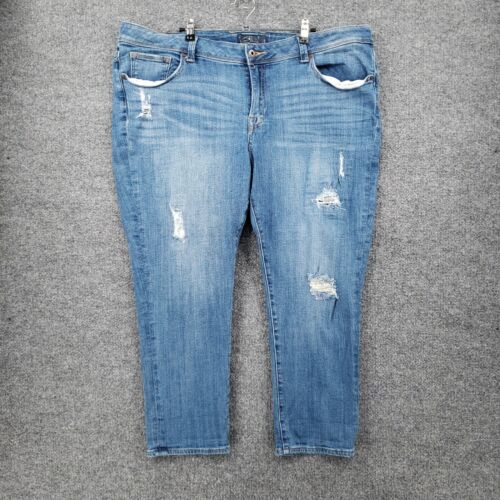 Lucky Brand Jeans Women 20W Plus Blue Georgia Boyfriend Distressed Stretch Denim
