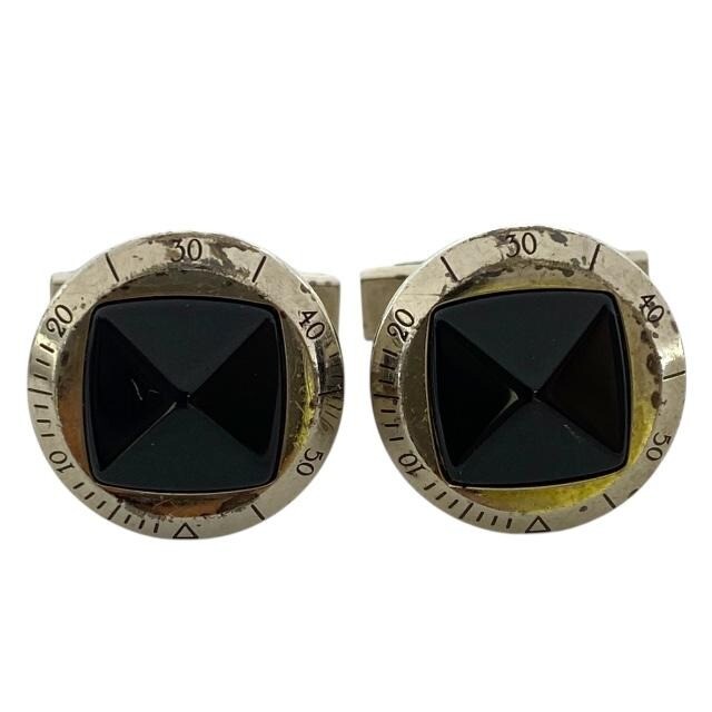 Cartier Pasha Sea Timer Cufflinks Silver/Black SV925 17mm Mens