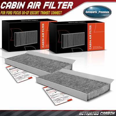 2x Activated Carbon Cabin Air Filter for Ford Focus 00-07 Escort Transit Connect