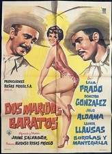 PÓSTER DE PELÍCULA MEXICANA DOS MARIDOS BARATOS LILIA PRADO CINE MEXICANO 1959