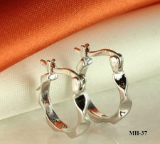 925 STERLING SILVER SMALL ROUND HUGGIE HOOP EARRINGS 15MX10M MH37-O2