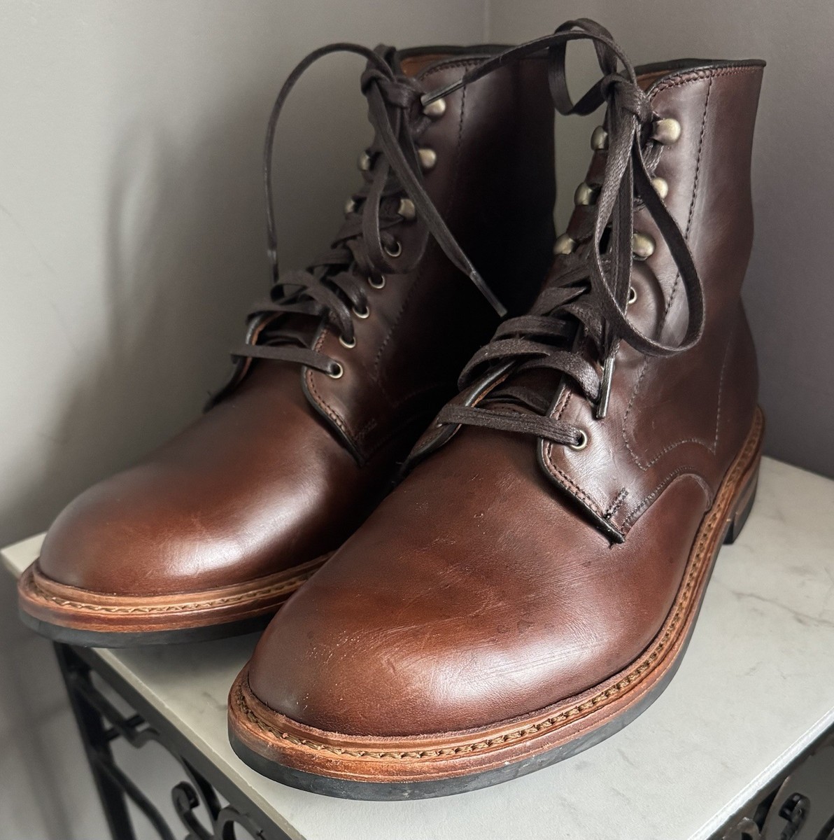 ALLEN EDMONDS Made In USA HIGGINS MILL Lace Derby Boot CHILI