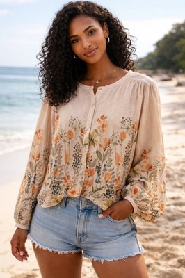 DR2 Daniel Rainn Womens Floral Peasant Blouse M