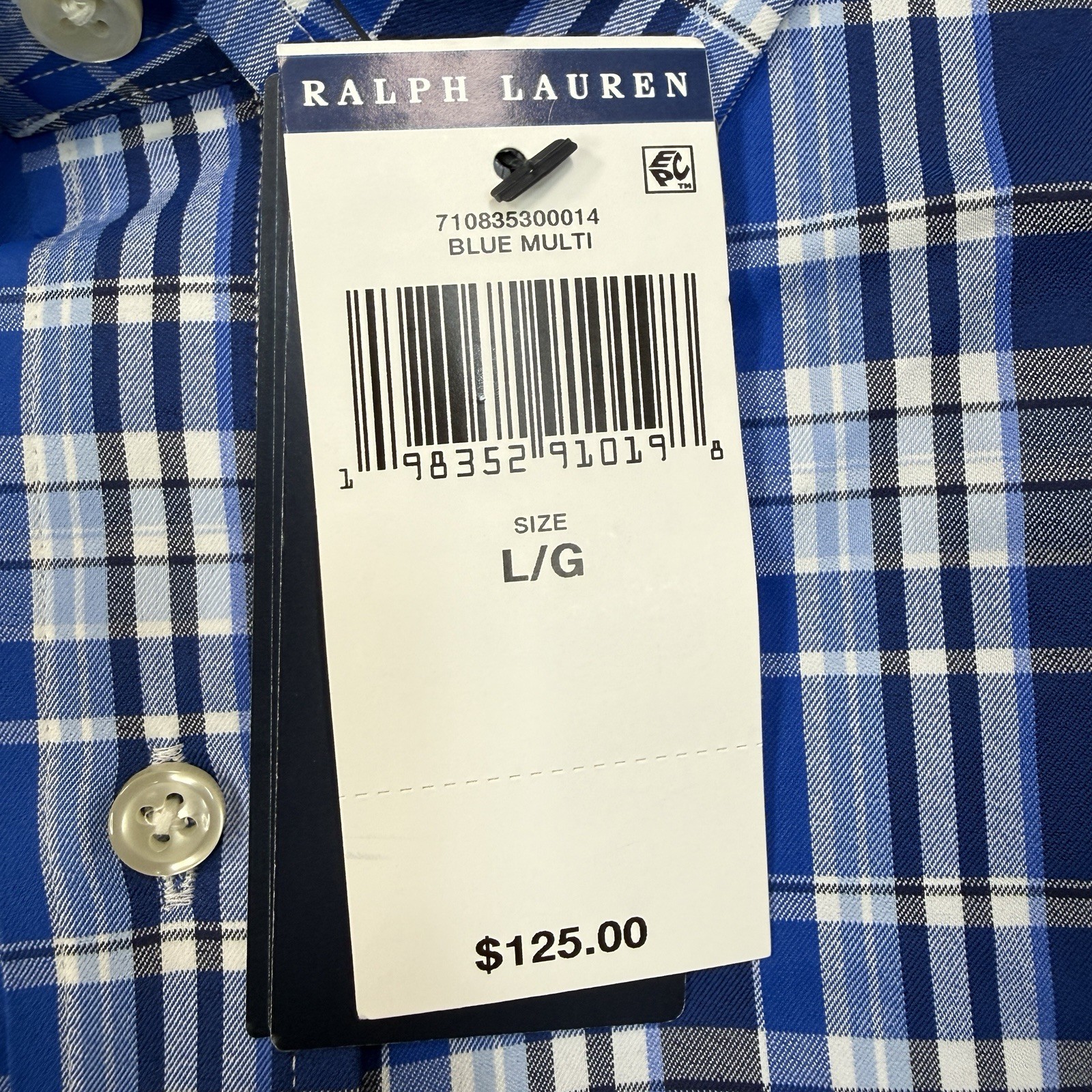 Polo Ralph Lauren Mens Plaid Stretch Performance Shirt Blue White Size Large NWT thumbnail 4