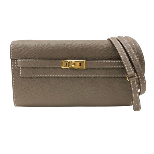 HERMES Kelly To Go K Stamp Etoupe GHW Epsom Shoulder Bag #003