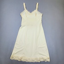 Vtg 80s Olga 1325 Beige Nude Full Slip Adjustable Straps Lace Sz 34 F