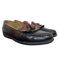 Vintage 80s Sebago Men's Black  Brown Tasseled Loafers, Retro Classic, Size 13D